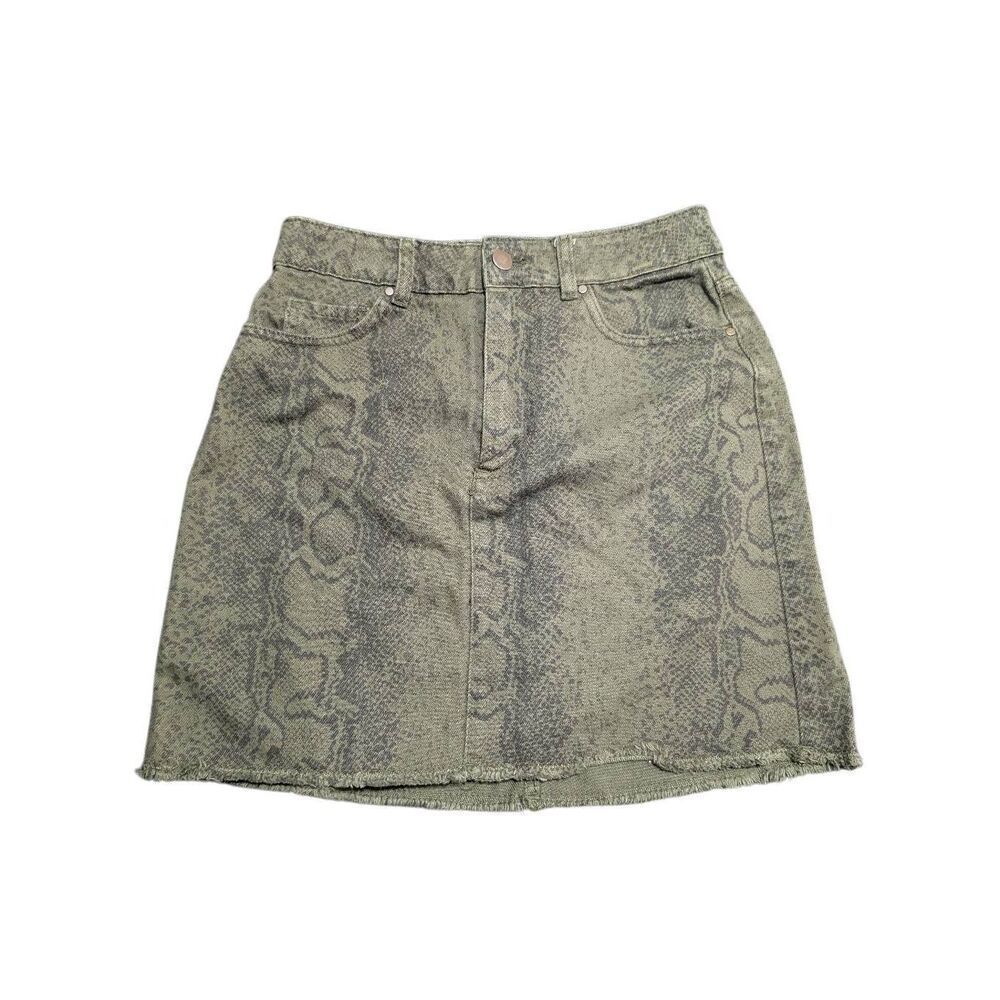 Hollister Skirt Women's Size 5 Juniors Ultra High Rise Gray/Green Snakeskin Prin